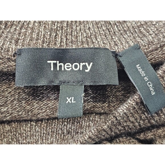 GC Men's XL Theory Hilles Crewneck Sweater in Cashmere Brown Melange Pullover - Picture 4 of 6